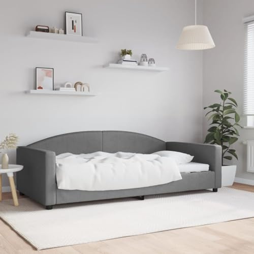 Festnight Tagesbett Einzelbett Schlafsofa Polsterbett 100x200 cm Bettsofa Schlafsofa Funktionsbett Jugendbett Kinderbett Gästebett Bettsofa Stoff Dunkelgrau