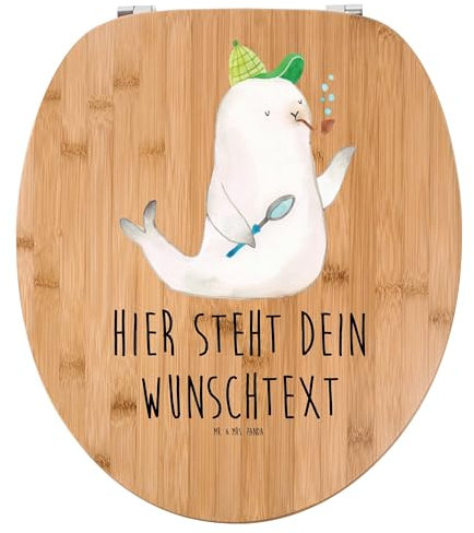 Mr. & Mrs. Panda Personalisierter WC Sitz Motiv Robbe Sherlock - Personalisierte Geschenke, Toilettendeckel, mit Namen, WC-Deckel, Klodeckel, Toilettensitz, Lustige Sprüche, Klobrille