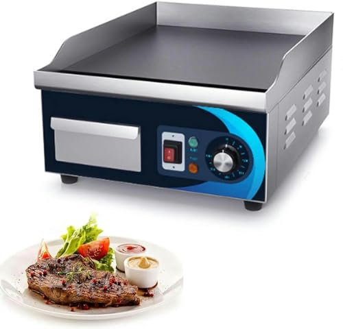 Piastra per Barbecue Elettrica 2000W Griglia Elettrica Professionale in Ghisa 356x385x8 mm Controsoffitto della Piastra Elettrica in Acciaio Inox Inossidabile Griglia per Cucinare-1pc