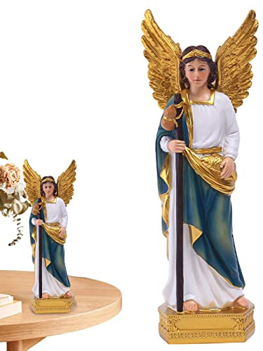 bevog Statua di San Raffaele l'angelo, Angelo Naturale, Statuetta in Resina dell' Raffaele da 23 cm, Statuetta Religiosa, Scultura Ornamentale, Decorazione da Tavolo, Statuetta Natalizia perfestiv