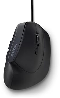 Nilox MOUSB3013 Mouse Verticale, Mouse Ergonomico con Selettore DPI fino a 3600 DPI, 6 Pulsanti, e Sensore Ottico, Cavo 1,6 m, Compatibile con Windows/Linux/Mac