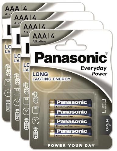 PANASONIC Lot de 4 Blisters de 4 Piles Alcaline Everyday Power Silver LR03 AAA - 1,5V
