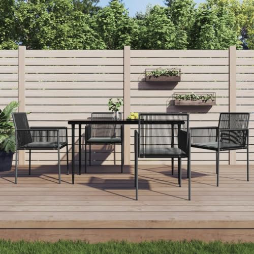 Chaduof Gartenstühle mit Kissen 4 STK. Schwarz 54x60,5x83,5 cm Gartensessel, Campingstuhl, Hochlehner, Balkonmöbel, Balkonstuhl, Terrassenstühle, Balkon Stuhl, 3187091