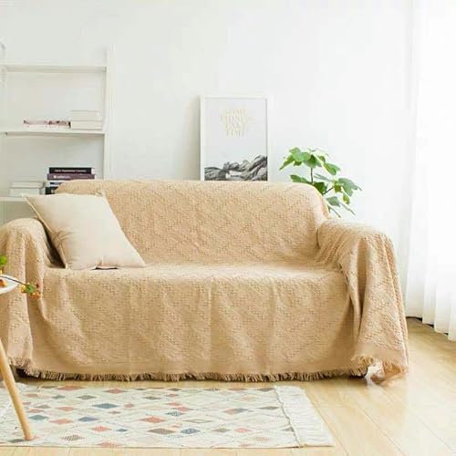 TAMUNI 90-340CM Wabenweiche Picknickdecke Boho Outdoor Teppich Strandmatte Baumwolle für Sofadecke Picknickdecke Outdoor Campingdecke mit Quaste