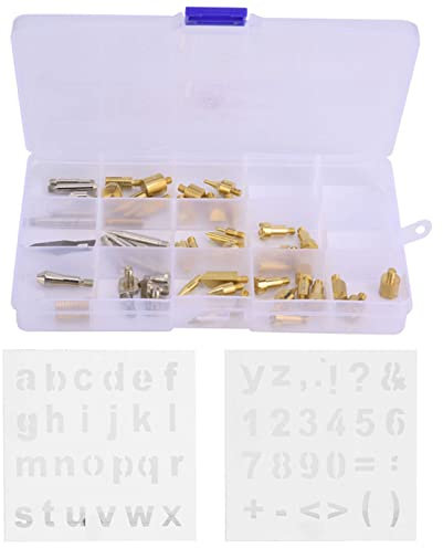ANKROYU 56 Stück Holzbrennstift-Spitzen-Schablone, Messing-Holzbrennstift-Schablone, Holzbrennstift-Schablone, Brandmalerei-Stift-Schablone für Brandmalerei, Löten
