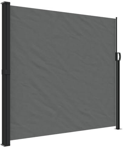 Willood Seitenmarkise Wandmarkise Ausziehbar mit PU-Beschichtung, Windschutz für Balkon Terrasse Garten, Sichtschutz Markise Anthrazit 200x300cm Einseitig einziehbar