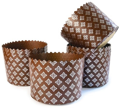Panettone Paper Mold Baking Non Stick 12oz 12pcs Paska Molds Kulich Easter Bread Cake Cups Forms Disposable Round Paper Baking Cups Forms Pan Panetone Moulds Bakeware 3.14x4.33″ Inch (8cm x11cm)