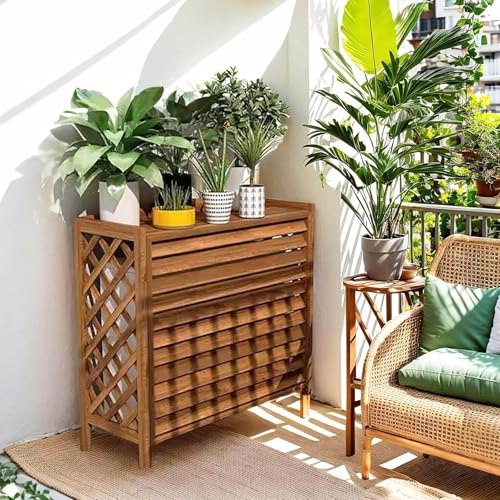 Cache Climatiseur Exterieur Bois Support De Fleur Extérieur Bois Massif Housse Climatiseur Extérieur Grande Clôture Décorative Cache Clim Extérieur Cache Pompe A Chaleur Extérieur Pour Jardin Balcon(1