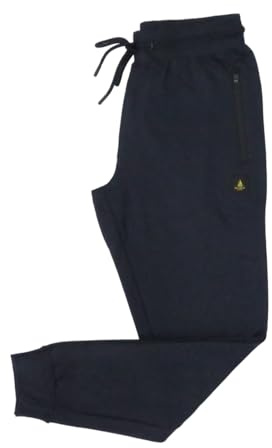 NavyBlue Yacht Pantaloni Tuta da Uomo in Cotone Felpato. Pantalone Lungo Autunno Inverno con Zip Termosaldate alle Tasche (IT, Testo, L, Regular, Regular, Blu)