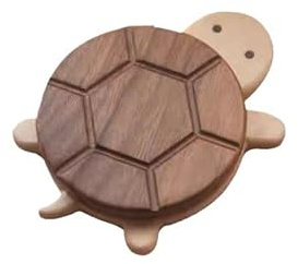 KFMON 13 * 9 * 1.2CM 1/2 pièces Dessous de Plat en Bois pour Plats Chauds de Cuisine Tapis de Dessous de Plat en Bois en Forme de Tortue et Support de théière