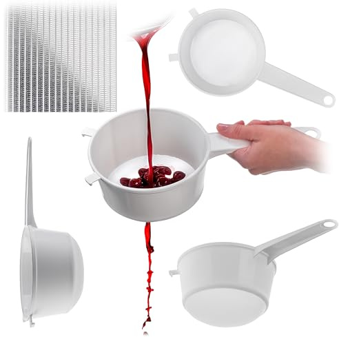 KADAX Kökssil 15 cm, finsil av plast, finmaskig sil av plast, plastsil för köket, fin plastsil med långt handtag (vit)