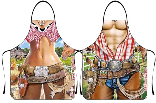 KASESSS 2 Pièces Tablier Cuisine Homme Humour, Tablier Humoristique Étanche, TablieR Homme Humour Cuisine Gag Cadeau, Tabliers Rigolo pour Hommes Femmes Idéal pour La Pâtisserie Poterie et Grillades