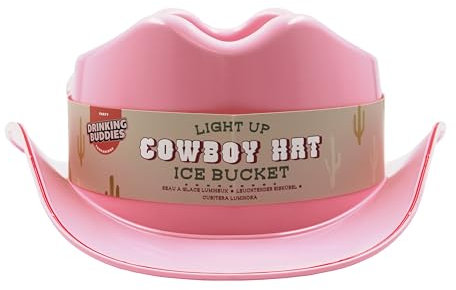NPW Drinking Buddies Light Up Cowboy Hat Ice Bucket - Cowgirl Hat Shaped Ice Bucket Cooler, LED, Perfect for Parties & Celebrations