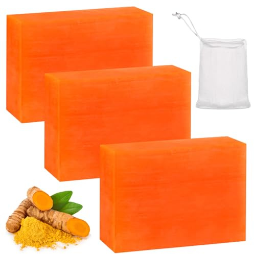 Kojisäure-Seife, Kurkuma Seifenstück Vitamin C Seifenstück für Reinigung und Hautpflege von Gesicht Körper, Hyperpigmentierung, Entfernen Dunkler Flecken, Aufhellend Feuchtigkeitsspendend (Kojic Acid)