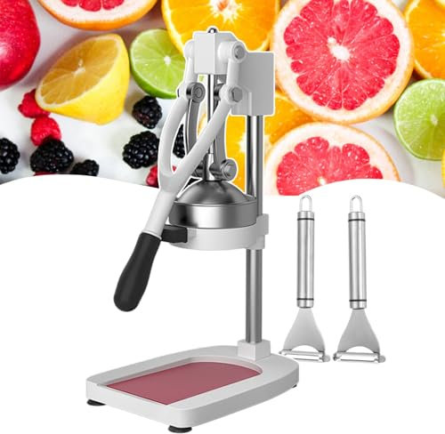 Exprimidor de cítricos, extractor manual de naranja con funda extraíble, incluye 2 peladores, desmontaje rápido para una fácil limpieza, ideal para restaurantes y uso comercial
