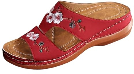 Générique Sandales Femmes été Confortable Mules en Cuir pour Femme Sandales Mode Bout Ouvert Compensées Plateforme Pantoufles Premium Orthopédiques Sandales Chaussons