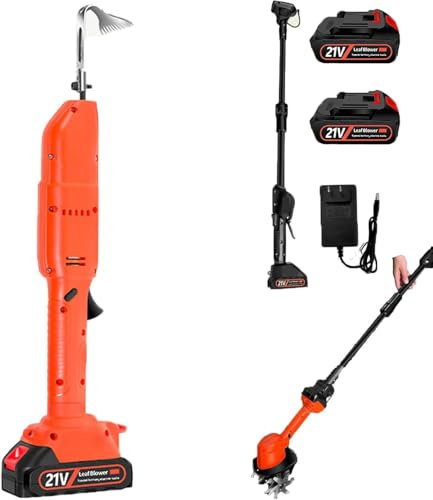 21V Cordless Electric Garden Tiller,Electric Mini Digging Hoe,Lightweight Cultivator with Manganese Steel Blades,Dual Safety Switch,for Weeding(Electric hoe)