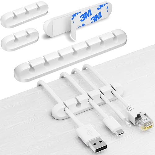 Filzada® 4x Kabelmanagement Set Weiß - Kabel Organizer Schreibtisch