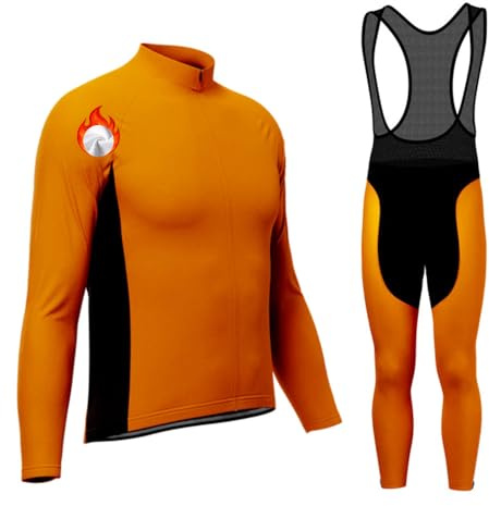 TPDOPK Set Abbigliamento da Ciclismo Completo Ciclismo Uomo Professionale Maglia Maniche Lunghe+Pantaloni Lunghi con 3D Cuscino per Ciclismo MTB Bicicletta Bici da Corsa Ciclismo