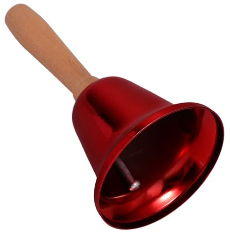 Gatuida Cloche à Main Métal avec Poignée en Bois Cloche Sonore Rouge Électrolytique d 39 Appel pour Restaurant École et Réception Dimensions 116 X 63 CM de Service Portable
