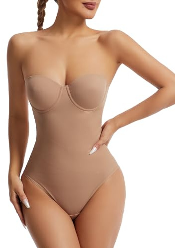 Maeau - Body Reductor Mujer Sin Tirantes con Aros Faja Reductora Vientre Plano Moldeador Bodysuit Adelgazante M