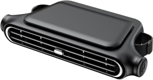 HoldOneLight Ventilador de coche creativo para el asiento trasero del coche, USB, Dual Turbo, luz y sonido, sin hojas, ventilación (negro)