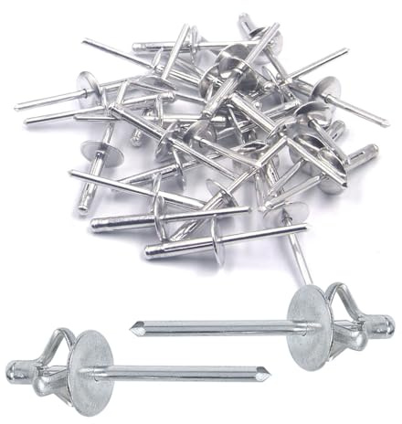 100 Piezas Remaches Pop Explosivos Triples, Remaches Ciegos 6,0mm 6,4mm Brida Grande, Remaches Cabeza Cúpula Aluminio para Industria, Construcción, Muebles, Auto, Plástico(6.4X21X14mm)
