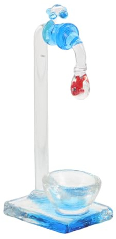 ROMISBABA Aquarium Décoratif en Verre Compact avec Robinet Flottant, Petit Bocal à Poissons pour Bureau, Ornement Aquarium Original et Élégant, Décoration Intérieure Unique pour Maison