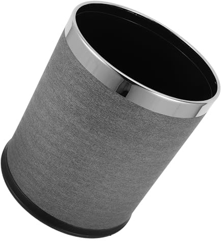 Lurrose Cubo Basura Redondo 10L Piel Gris Doble Capa Contenedor Residuos Cocina Baño Hoteles Pensiones Interior Antideslizante Extraíble