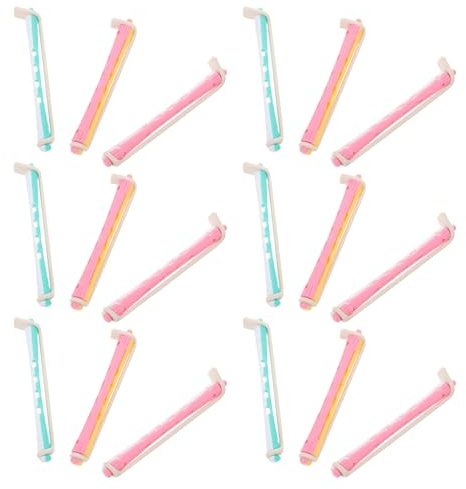 ARTSEWPLY Lot de 18 Set de Bigoudis Permanents en Plastique 0,9 Cm sans Chaleur pour Cheveux Longs Tiges à Ondes Froides Multicolores Accessoires Coiffure Professionnels pour Permanente