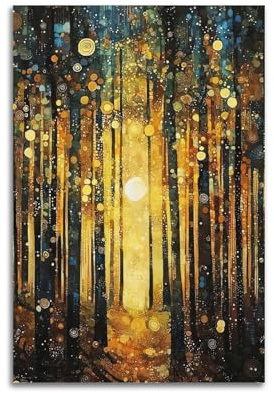 Gustav Klimt Gemälde, Kunst, Sonne, Wald, Bäume, Poster, coole Kunst, Wandkunst, Gemälde, Leinwanddrucke, hängende Kunst, Heimdekoration, Geschenke, kreative Ideen, 60 x 90 cm