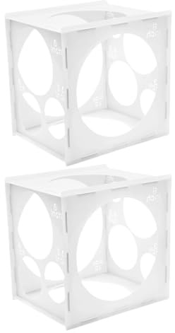 MUELODSIC Caja Medidora de Globos de Pvc 11 Agujeros para Decoración en Fiestas y Cumpleaños, Fácil de Limpiar y Plegable, Pack de 2 Unidades de Color Blanco