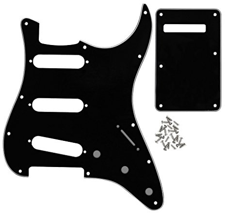 FLEOR Set E-Gitarren-Schlagbrett im SSS-Stil mit Befestigungsschrauben für die Rückplatte für USA/MEX ST -Gitarrenteil, 3-lagig, schwarz/weiß/schwarz