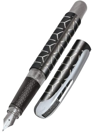 Online Füller College Style Silver, Tinten-Füller für Rechtshänder, ergonomisches Griffstück, hochwertige Iridium-Feder medium, Standard-Tintenpatronen, inkl. Kombipatrone blau, Allergiker geeignet