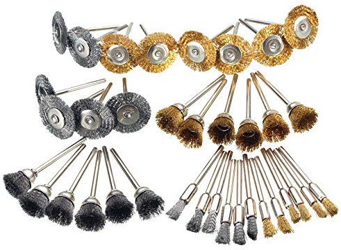 Drahtbürsten Set für Bohrmaschine, 36-teilig, Messing und Stahldraht Bürsten, Polier- und Reinigungswerkzeug
