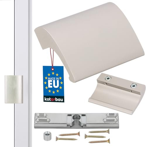 KOTARBAU Balkontürschnapper Balkontürgriff Aluminium Edelstahloptik Terrassentürgriff Balkongriff Sicher Raucher Türoptik Schließen Griffmuschel Universal Ziehgriff