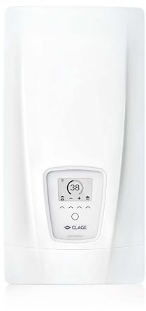 CLAGE DEX Next elektronischer Durchlauferhitzer, Bad/Gruppenversorgung, 18-27kW, ECO-Mode, Fernbedienung, Wasser-/Energiesparend, E-Paper-Display, VDE-GS geprüft, 3200-36450, 1 Durchlauferhitzer