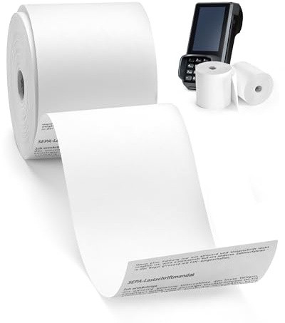 coreless - 50 Thermorollen 80mm x 65mm x 12mm ohne Plastikkern - Rolle aus Thermopapier
