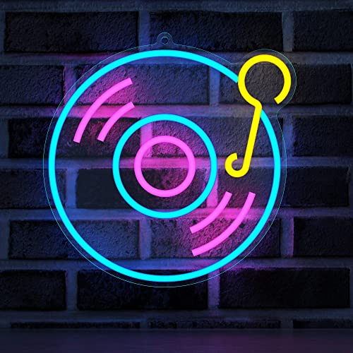 YuanDian skiva neonskylt, musik LED neonlampor för levande musik rum väggdekor, presentidéer för pojkar inspelningsstudio brorson män tonåring son barnbarn