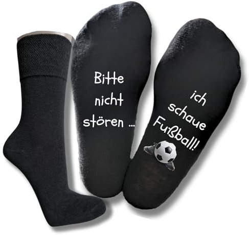 Bentini Spruchsocken Bitte nicht stören! | von Gr.: 35-49 | Damen & Herren | Fußball Spruch auf Fußunterseite | Geschenkidee (as3, numeric, numeric_43, numeric_46, regular, regular, schwarz)