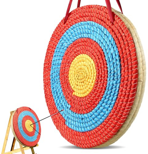 VEVOR 508 mm Zielscheibe Bogenschießen, Handgefertigtes Strohbogenziel für Recurvebogen Compoundbogen oder Langbogen, Aufhängbares Traditionelles Bogenpfeilziel für Jugend Erwachsene Bogenschießeneiß