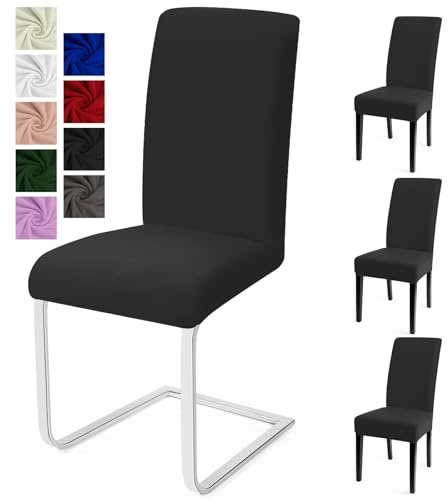 Coprisedie con Schienale 4PCS, Universale Fodere Coprisedie Moderno Coperture per Sedie Coprisedia Elasticizzato Lavabile Estraibile Copertura della Sedia Coprisedia per Hotel (Grigio Scuro, 4PCS)-C