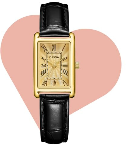 CIVO Orologio Donna da Polso Pelle: Cinturino Nero Rettangolare Orologio Analogico Quarzo - Piccolo Orologi Donna Vintage Numeri Romani
