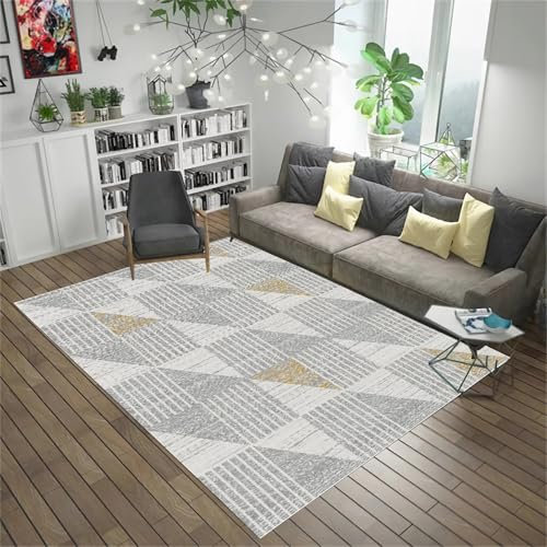 Eingangsteppich Strapazierfähiger waschbarer Teppich Grau Braun Streifen Geometrisches Design,Wohnzimmer Dekoration Badezimmer deko 80x160cm