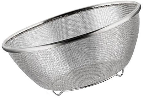 Kitchen Nder Cuenco para Lavar Arroz, Multifuncional, de Acero, Colador de Alimentos con Pie para Frutas y Verduras, 22 X 9 Cm/8,7 X 3,5 Pulgadas (28CM)