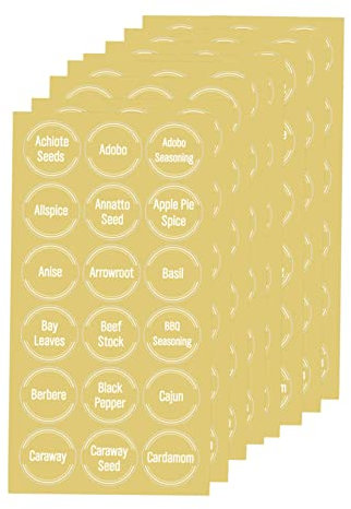 Operitacx 8 Hojas 144 Piezas De Etiquetas De Especias Contenedores Extraíbles Con Etiquetas Etiquetas De Frascos Especias Preimpresas Pegatinas Transparentes Etiquetas De Alimentos Etiqueta