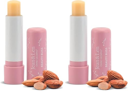Jean & Len Sensitiver Lip Balm mit Bio-Sheabutter & Bio-Mandelöl, beruhigt, bewahrt die Lippen vor dem Austrocknen, für geschmeidig weiche Lippen, Ohne Mineralöl, Parfümfrei, vegan, 4,7 g