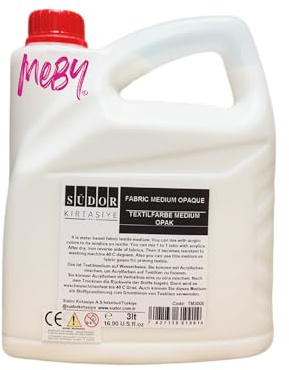 MEBY Textilmedium - 3 Liter. Verwandelt Acrylfarben in Stofffarben. Verbesserte Haftung auf Textilien. Waschmaschinenfest & Waschbeständig. Textilmalmedium