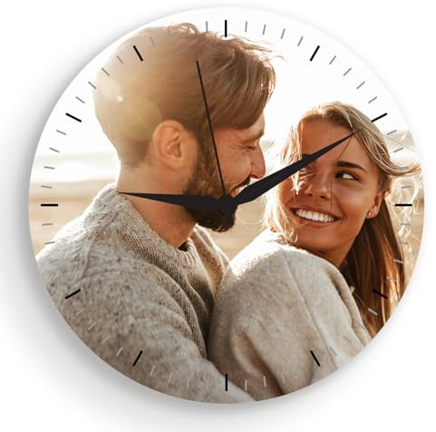 CanvasChamp Personalized Clock with Picture - Custom Non-Ticking Wall Clock for Kitchen, Christmas (Round, 8 x 8)