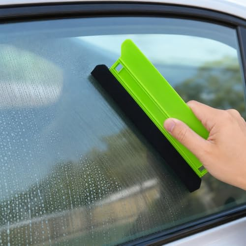 Felt Edge Squeegee, Large Vinyl Wrap Squeegee for Car Wrapping & Window Tinting, Plastic Wallpaper Smoother Tool for Bubble Free Application, Glass Cleaning (Green, 8.27in)